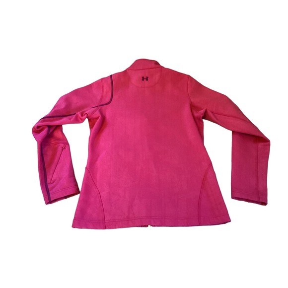 Under Armor Hot Pink pink Full Zip Jacket W/fuzzy Black Collar Women’s Small - Picture 3 of 7
